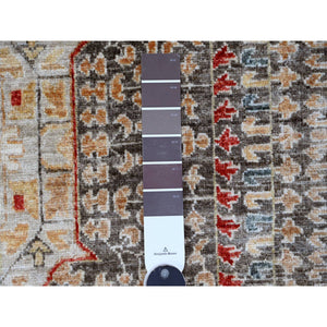 9'9"x13'8" Mocha Brown, 14th Century Mamluk Dynasty Pattern with Star Medallion Design, High Mountain Wool, Hand Knotted, Vegetable Dyes, Oriental Rug FWR122286