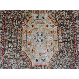 9'9"x13'8" Mocha Brown, 14th Century Mamluk Dynasty Pattern with Star Medallion Design, High Mountain Wool, Hand Knotted, Vegetable Dyes, Oriental Rug FWR122286