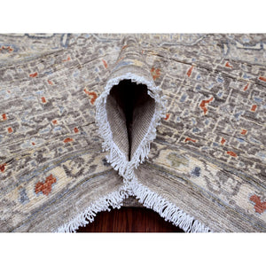 8'1"x10' Pastel Gray, 14th Century Mamluk Dynasty Pattern with Geometric Medallion Design, High Mountain Wool, Hand Knotted, Natural Dyes, Oriental Rug FWR122292