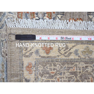 8'1"x10' Phantom Black, Lush and Plush, Hand Knotted, Sickle Leaf Design, Soft Pile, Wool and Silk, Oriental Rug FWR547014