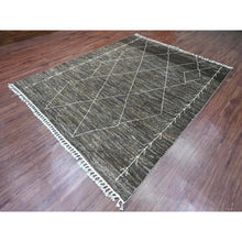 Load image into Gallery viewer, 8&#39;x10&#39; Umber Brown, Moroccan Weave with Geometric Design, Tone on Tone, Abrash, Hand Knotted, Soft Wool, Textured Pile, Oriental Rug FWR122310