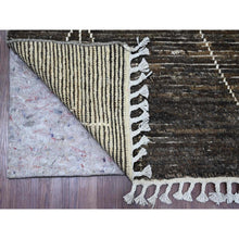 Load image into Gallery viewer, 8&#39;x10&#39; Umber Brown, Moroccan Weave with Geometric Design, Tone on Tone, Abrash, Hand Knotted, Soft Wool, Textured Pile, Oriental Rug FWR122310