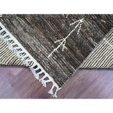Load image into Gallery viewer, 8&#39;x10&#39; Umber Brown, Moroccan Weave with Geometric Design, Tone on Tone, Abrash, Hand Knotted, Soft Wool, Textured Pile, Oriental Rug FWR122310