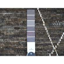 Load image into Gallery viewer, 8&#39;x10&#39; Umber Brown, Moroccan Weave with Geometric Design, Tone on Tone, Abrash, Hand Knotted, Soft Wool, Textured Pile, Oriental Rug FWR122310
