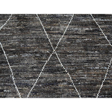 Load image into Gallery viewer, 8&#39;x10&#39; Umber Brown, Moroccan Weave with Geometric Design, Tone on Tone, Abrash, Hand Knotted, Soft Wool, Textured Pile, Oriental Rug FWR122310