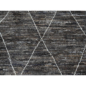 8'x10' Umber Brown, Moroccan Weave with Geometric Design, Tone on Tone, Abrash, Hand Knotted, Soft Wool, Textured Pile, Oriental Rug FWR122310