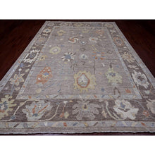Load image into Gallery viewer, 9&#39;10&quot;x13&#39;6&quot; Spanish Gray, Afghan Angora Oushak With All Over Colorful Leaf Design, Hand Knotted, Vegetable Dyes, 100% Wool, Oriental Rug FWR122328