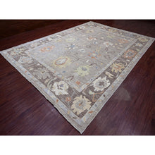 Load image into Gallery viewer, 9&#39;10&quot;x13&#39;6&quot; Spanish Gray, Afghan Angora Oushak With All Over Colorful Leaf Design, Hand Knotted, Vegetable Dyes, 100% Wool, Oriental Rug FWR122328