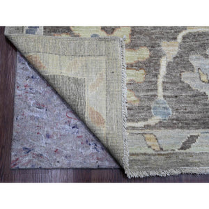 9'10"x13'6" Spanish Gray, Afghan Angora Oushak With All Over Colorful Leaf Design, Hand Knotted, Vegetable Dyes, 100% Wool, Oriental Rug FWR122328