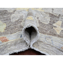 Load image into Gallery viewer, 9&#39;10&quot;x13&#39;6&quot; Spanish Gray, Afghan Angora Oushak With All Over Colorful Leaf Design, Hand Knotted, Vegetable Dyes, 100% Wool, Oriental Rug FWR122328
