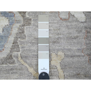 9'10"x13'6" Spanish Gray, Afghan Angora Oushak With All Over Colorful Leaf Design, Hand Knotted, Vegetable Dyes, 100% Wool, Oriental Rug FWR122328