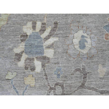 Load image into Gallery viewer, 9&#39;10&quot;x13&#39;6&quot; Spanish Gray, Afghan Angora Oushak With All Over Colorful Leaf Design, Hand Knotted, Vegetable Dyes, 100% Wool, Oriental Rug FWR122328