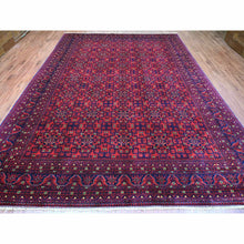 Load image into Gallery viewer, 9&#39;10&quot;x13&#39;1&quot; Deep And Saturated Red, Afghan Khamyab With Geometric Design, Soft Wool, Vegetable Dyes, Hand Knotted, Oriental Rug FWR122334