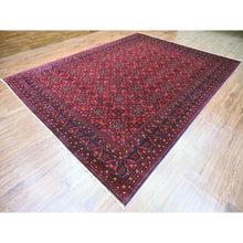Load image into Gallery viewer, 9&#39;10&quot;x13&#39;1&quot; Deep And Saturated Red, Afghan Khamyab With Geometric Design, Soft Wool, Vegetable Dyes, Hand Knotted, Oriental Rug FWR122334