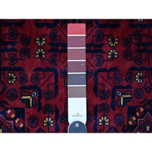 Load image into Gallery viewer, 9&#39;10&quot;x13&#39;1&quot; Deep And Saturated Red, Afghan Khamyab With Geometric Design, Soft Wool, Vegetable Dyes, Hand Knotted, Oriental Rug FWR122334