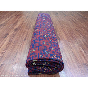 9'10"x13'1" Deep And Saturated Red, Afghan Khamyab With Geometric Design, Soft Wool, Vegetable Dyes, Hand Knotted, Oriental Rug FWR122334