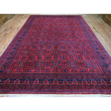 Load image into Gallery viewer, 10&#39;x13&#39;6&quot; Deep And Saturated Red, Afghan Khamyab With Repetitive Star Design, 100% Wool, Soft Pile, Hand Knotted, Oriental Rug FWR122340