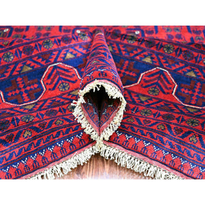 10'x13'6" Deep And Saturated Red, Afghan Khamyab With Repetitive Star Design, 100% Wool, Soft Pile, Hand Knotted, Oriental Rug FWR122340