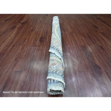Load image into Gallery viewer, 6&#39;x6&#39; Carolina Blue, Peshawar with Antique Caucasian Influence Design, Hand Knotted, 100% Wool, Densely Woven, Round, Oriental Rug FWR122358