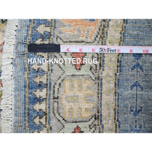 Load image into Gallery viewer, 6&#39;x6&#39; Caviar Blue, Antiqued Fine Heriz Re-Creation with All Over Vines Design, Hand Knotted, Soft Pile, Vegetable Dyes, Pure Wool, Round, Oriental Rug FWR548346