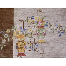 Load image into Gallery viewer, 7&#39;10&quot;x10&#39;1&quot; Alabaster White, Chinese Art Deco Inspired Peshawar, Hand Knotted, Vegetable Dyes, 100% Wool, Oriental Rug FWR122370