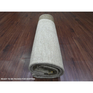 7'10"x10'1" Alabaster White, Chinese Art Deco Inspired Peshawar, Hand Knotted, Vegetable Dyes, 100% Wool, Oriental Rug FWR122370
