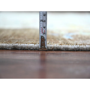 7'10"x10'1" Alabaster White, Chinese Art Deco Inspired Peshawar, Hand Knotted, Vegetable Dyes, 100% Wool, Oriental Rug FWR122370