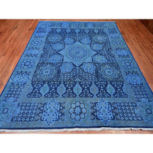 Load image into Gallery viewer, 8&#39;x9&#39;6&quot; Bayern Blue, Zero Pile, Peshawar with Mamluk Design, Distressed, 100% Wool, Hand Knotted, Oriental Rug FWR122376
