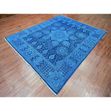 Load image into Gallery viewer, 8&#39;x9&#39;6&quot; Bayern Blue, Zero Pile, Peshawar with Mamluk Design, Distressed, 100% Wool, Hand Knotted, Oriental Rug FWR122376