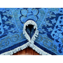 Load image into Gallery viewer, 8&#39;x9&#39;6&quot; Bayern Blue, Zero Pile, Peshawar With Mamluk Design, Distressed, 100% Wool, Hand Knotted, Oriental Rug FWR122376