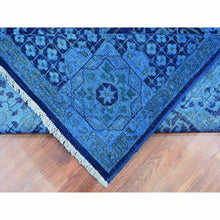 Load image into Gallery viewer, 8&#39;x9&#39;6&quot; Bayern Blue, Zero Pile, Peshawar with Mamluk Design, Distressed, 100% Wool, Hand Knotted, Oriental Rug FWR122376