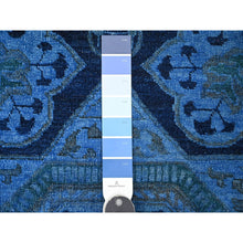 Load image into Gallery viewer, 8&#39;x9&#39;6&quot; Bayern Blue, Zero Pile, Peshawar with Mamluk Design, Distressed, 100% Wool, Hand Knotted, Oriental Rug FWR122376