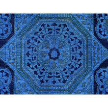Load image into Gallery viewer, 8&#39;x9&#39;6&quot; Bayern Blue, Zero Pile, Peshawar With Mamluk Design, Distressed, 100% Wool, Hand Knotted, Oriental Rug FWR122376