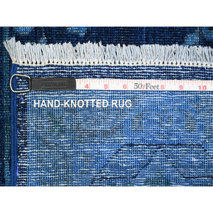 8'x9'6" Bayern Blue, Zero Pile, Peshawar with Mamluk Design, Distressed, 100% Wool, Hand Knotted, Oriental Rug FWR122376