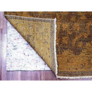 7'10"x10' Chocolate Brown, Peshawar with Ziegler Mahal, All Over Design, Distressed, Zero Pile, Hand Knotted, Pure Wool, Oriental Rug FWR122382