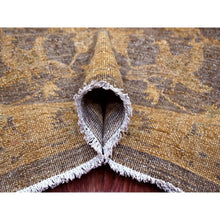 Load image into Gallery viewer, 7&#39;10&quot;x10&#39; Chocolate Brown, Peshawar With Ziegler Mahal, All Over Design, Distressed, Zero Pile, Hand Knotted, Pure Wool, Oriental Rug FWR122382