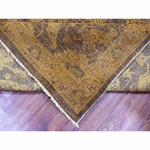 Load image into Gallery viewer, 7&#39;10&quot;x10&#39; Chocolate Brown, Peshawar With Ziegler Mahal, All Over Design, Distressed, Zero Pile, Hand Knotted, Pure Wool, Oriental Rug FWR122382
