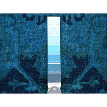 Load image into Gallery viewer, 8&#39;x9&#39;7&quot; Carolina Blue, Overdyed Peshawar with Heriz Design, Distressed, Zero Pile, Hand Knotted, 100% Wool, Oriental Rug FWR122388