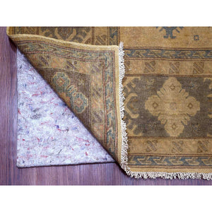 8'x9'10" Coffee Brown, Overdyed Kazak With Geometric Leaf Pattern, 100% Wool, Hand Knotted, Oriental Rug FWR122400
