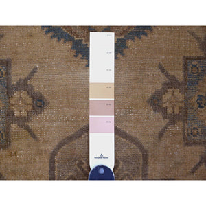 8'x9'10" Coffee Brown, Overdyed Kazak With Geometric Leaf Pattern, 100% Wool, Hand Knotted, Oriental Rug FWR122400