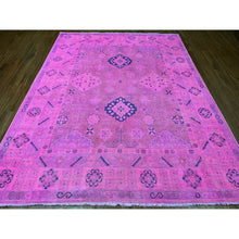 Load image into Gallery viewer, 8&#39;x9&#39;7&quot; Hot Pink, Overdyed Kazak With Geometric Design, Hand Knotted, 100% Wool, Oriental Rug FWR122406