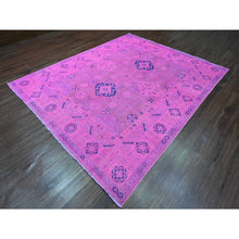 Load image into Gallery viewer, 8&#39;x9&#39;7&quot; Hot Pink, Overdyed Kazak With Geometric Design, Hand Knotted, 100% Wool, Oriental Rug FWR122406