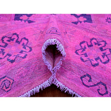 Load image into Gallery viewer, 8&#39;x9&#39;7&quot; Hot Pink, Overdyed Kazak With Geometric Design, Hand Knotted, 100% Wool, Oriental Rug FWR122406