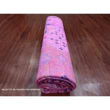 Load image into Gallery viewer, 8&#39;x9&#39;7&quot; Hot Pink, Overdyed Kazak With Geometric Design, Hand Knotted, 100% Wool, Oriental Rug FWR122406