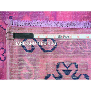 8'x9'7" Hot Pink, Overdyed Kazak With Geometric Design, Hand Knotted, 100% Wool, Oriental Rug FWR122406