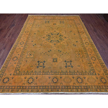 Load image into Gallery viewer, 7&#39;8&quot;x9&#39;10&quot; Honey Brown, Overdyed Kazak With Flower Medallion Design, 100% Wool, Hand Knotted, Oriental Rug FWR122412