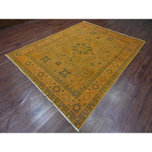 Load image into Gallery viewer, 7&#39;8&quot;x9&#39;10&quot; Honey Brown, Overdyed Kazak With Flower Medallion Design, 100% Wool, Hand Knotted, Oriental Rug FWR122412