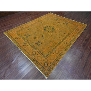 7'8"x9'10" Honey Brown, Overdyed Kazak With Flower Medallion Design, 100% Wool, Hand Knotted, Oriental Rug FWR122412