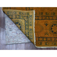 Load image into Gallery viewer, 7&#39;8&quot;x9&#39;10&quot; Honey Brown, Overdyed Kazak With Flower Medallion Design, 100% Wool, Hand Knotted, Oriental Rug FWR122412