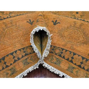 7'8"x9'10" Honey Brown, Overdyed Kazak With Flower Medallion Design, 100% Wool, Hand Knotted, Oriental Rug FWR122412